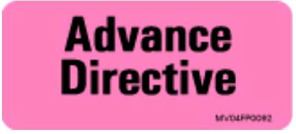 Precision Dynamics Pre-Printed Label Instructional Label Advance Directive Fluorescent Pink 1 X 2-1/4 Inch - V04FP0092