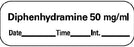 Precision Dynamics Pre-Printed Label Anesthesia Label Diphenhydramine 50 Mg/ml White - AN-210D50
