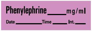 PDC - Drug Label Anesthesia Label Phenylephrine_mg/mL Date_Time_Int._ Violet 1/2 x 1-1/2 Inch - LAN-81