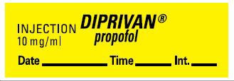 Precision Dynamics Pre-Printed Label Anesthesia Label Diprivan Propofol Yellow 1-1/2 X 1 Inch - LAN-155