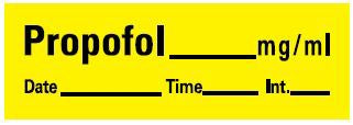 Precision Dynamics Pre-Printed Label Anesthesia Label Propofol Yellow 1-1/2 X 1 Inch - LAN-27