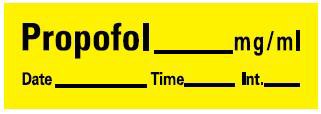 PDC - Drug Label Anesthesia Label Propofol_mg/mL Date_Time_Int_ Yellow 1/2 X 1-1/2 Inch - LAN-27