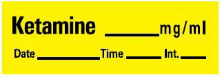 PDC - Drug Label Anesthesia Label Ketamine_mg/mL Date_Time_Int Yellow 1/2 X 1-1/2 Inch - LAN-60
