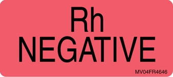 MedVision - Pre-Printed Label Laboratory Use Red R.H. Negative Lab / Specimen 1 X 2-1/4 Inch - MV04FR4646