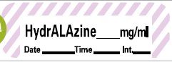 Precision Dynamics - Drug Label Anesthesia Label Tape HydrALAzine_mg/mL Date_Time_Int Violet / White 1/2 X 1-1/2 Inch - ANS-118