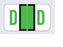 Wilmer Barkley Pre-Printed Label Chart Tab D | D Black / Light Green / White 15/16 X 1-5/8 Inch - W-5113-D