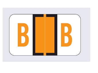 Wilmer Barkley Pre-Printed Label Chart Tab B | B Black / Orange / White 15/16 X 1-5/8 Inch - W-5111-B