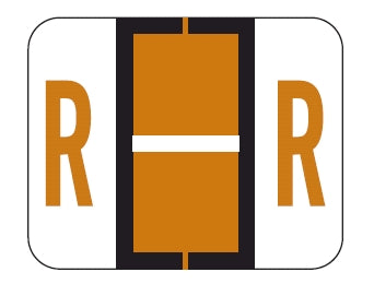 Wilmer Barkley Pre-Printed Label Chart Tab R | R Black / Brown / White 1 X 1-1/4 Inch - W-4300-R