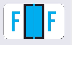 Wilmer Barkley Pre-Printed Label Chart Tab F | F Black / Blue / White 15/16 X 1-5/8 Inch - W-5115-FB