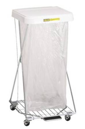 R & B Wire Products Hamper Stand Rolling Square Opening Foot Pedal Self-Closing Lid - 697