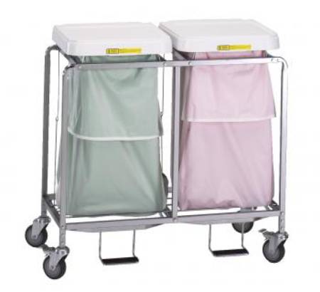 R & B Wire Products Deluxe Double Hamper with Bags 4 Casters 30 - 35 gal. - 684G
