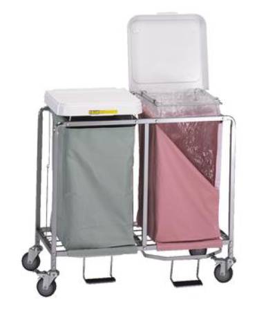 R & B Wire Products - Double Hamper with Bags 4 Casters 30 to 35 gal. - 674GM