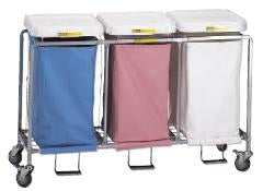 R & B Wire Products Deluxe Triple Hamper with Bags 4 Casters 30 - 35 gal. - 686