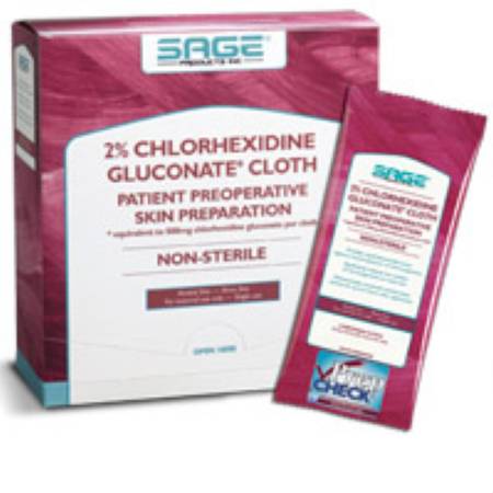 Sage Products Sage Surgical Scrub Wipe 2 per Pack Soft Pack 2% CHG (Chlorhexidine Gluconate) - 9705
