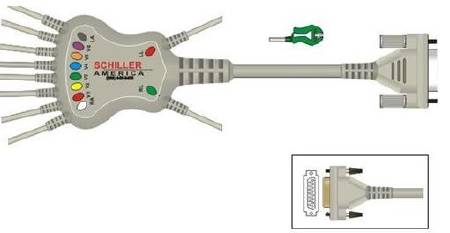 Schiller America - ECG Patient Cable 3.5 M, 10 Lead, Snap Clip Adapter AT-110, ART-102, AT-10+ 10LEA - 2.400104