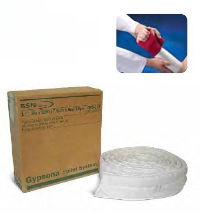BSN Medical Gypsona Splinting System Padded Splint Roll 5 Inch X 20 Foot Plaster White - GPS-515
