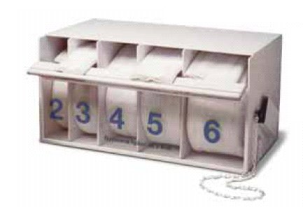 Gypsona - Plaster Roll Immobilizer Dispenser 5 Station Dispenser, 2 / 3 / 4 / 5 / 6 Inch Slots, HInged Door, Cutting Guide - GPS-5CD