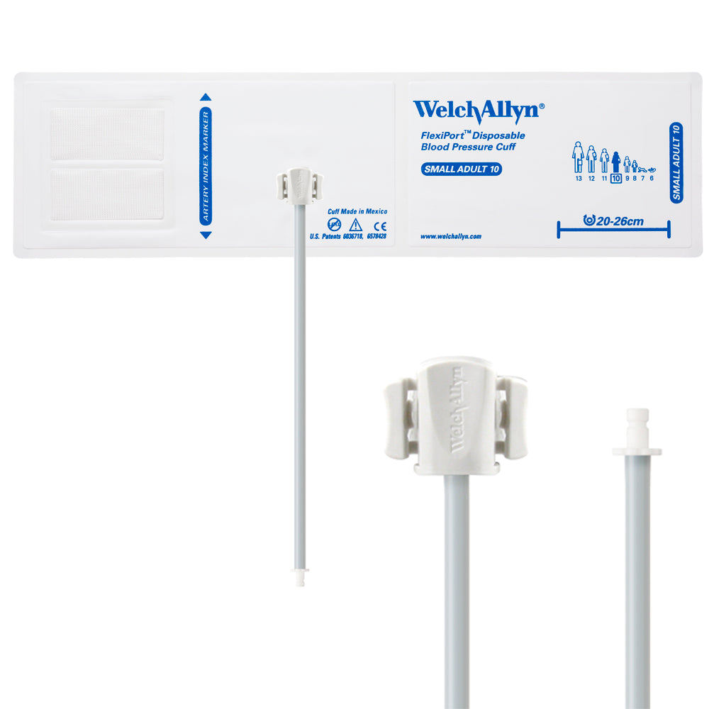 Welch Allyn FLEXIPORT Blood Pressure Cuff, 1 Tube Bladder FlexiPort Adult Small 20 - 26 cm Vinyl - SOFT-10-1MQ