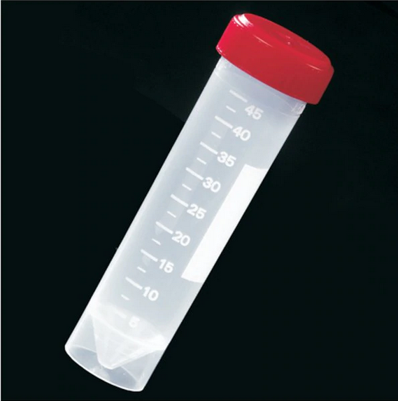 Fisher Scientific Centrifuge Tube Conical Bottom, Skirted Plain 30 X 115 mm 50 mL Red Screw Cap Polypropylene Tube - 22-010-1225