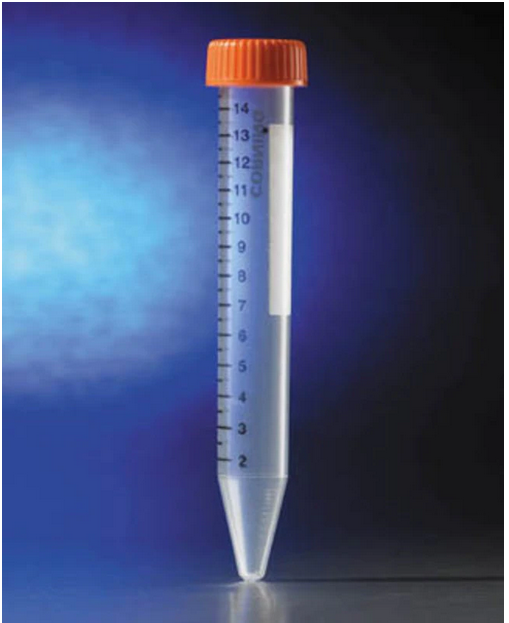 Fisher Scientific Corning Centrifuge Tube Conical Bottom Plain 17.5 X 118.5 mm 15 mL Orange Plug Seal Cap Polyethylene Terephthalate (PET) Tube - 553851