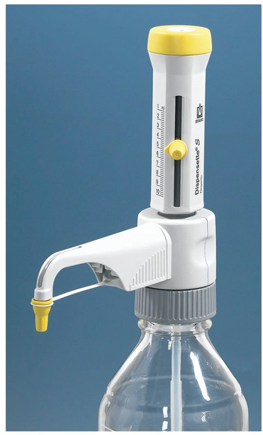 Fisher Scientific Dispensette Bottletop Dispenser Yellow, 1 to 10 mL For Dispensing of Organic Solvents, Concentrated Acids, Peroxides - 13-689-048