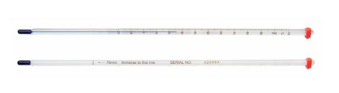 Fisher Scientific Fisherbrand Liquid-in-Glass Thermometer Celsius -10° to 110°C Total Immersion Does not Require Power - 13-201-650