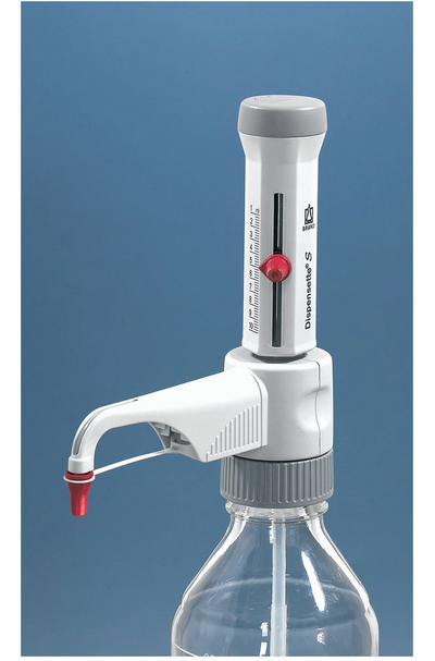 Fisher Scientific Dispensette S Bottletop Dispenser 0.2 to 2 mL, Red, At 121°C Autoclavable, Analog Display, 0.05 mL Increments, 0.5% (10 µL) Accuracy, ISO 9001 Certifications/Compliance - 13689013