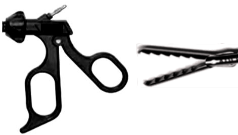 Elmed 5mm Dissectors and Graspers Alligator Grasper Retro-Facing Teeth Double Action, 20mm Tip - Insulated Handles