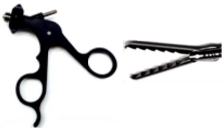 Elmed 5mm Dissectors and Graspers Alligator Grasper Retro-Facing Teeth Double Action, 20mm Tip - Insulated Handles