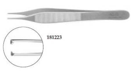 Pilling - Tissue Forceps Adson 4-3/4 Inch Length Surgical Grade Stainless Steel NonSterile NonLocking Thumb Handle Straight 1 X 2 Teeth - 181223