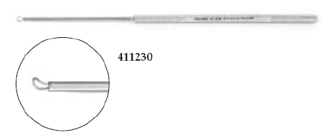 Pilling - Ear Curette Billeau 6-1/2 Inch Length Round Knurled Handle Size 1 Tip Flexible Oval Loop Tip - 411230