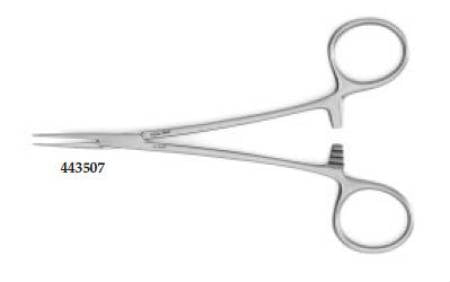 Teleflex Medical Hemostatic Forceps Jacobson 5 Inch Finger Ring Handle Curved 0.4 mm Tip - 443507