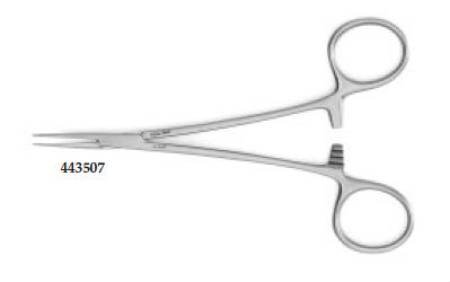 Teleflex Medical - Hemostatic Forceps Jacobson 5 Inch Length Surgical Grade Finger Ring Handle Curved 0.4 mm Tip - 443507