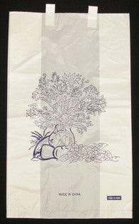 Tidi Products Tidi Bedside Bag 3.13 X 6.5 X 11.38 Inch White / Blue Floral Print Plastic - 950234