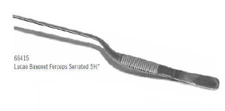 Medline - Forceps Lucae 5-1/2 Inch Length Bayonet Handle Straight Serrated - 66415