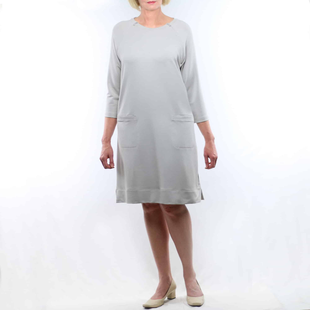 Narrative Apparel DRESS, KNIT DBL-ZIP 3/4SLEEVE HEATHER TAUPE WMNS LG D/S - WDBDZ0421