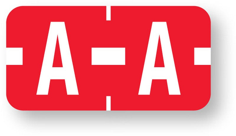 Medical Labels - Alpha File Folder Label - Tab Compatible, 1" x 1/2"