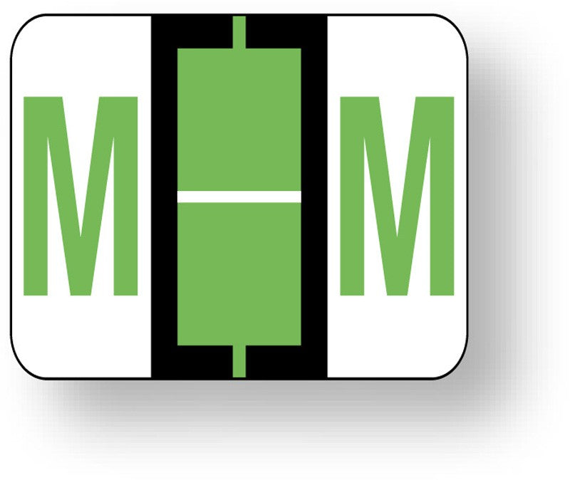 Medical Labels - Alpha File Folder Label - Tab and Smead BCCR Compatible - Light Green, 1-1/4" x 1"