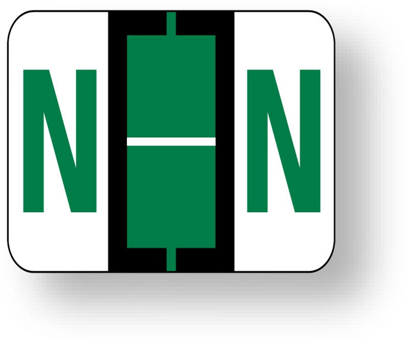 Medical Labels - Alpha File Folder Label - Tab and Smead BCCR Compatible - Dark Green, 1-1/4" x 1"