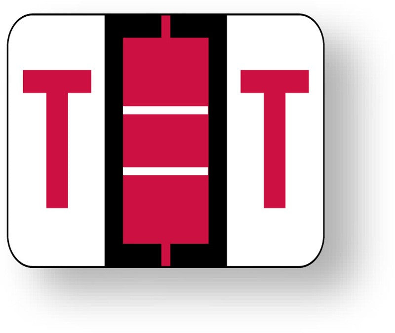 Medical Labels - Alpha File Folder Label - Tab and Smead BCCR Compatible - Red, 1-1/4" x 1"