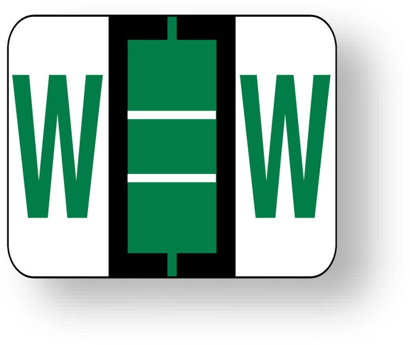 Medical Labels - Alpha File Folder Label - Tab and Smead BCCR Compatible - Dark Green, 1-1/4" x 1"