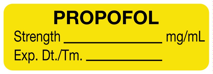 Medical Labels - Anesthesia Label, Propofol mg/mL, 1-1/2" x 1/2"
