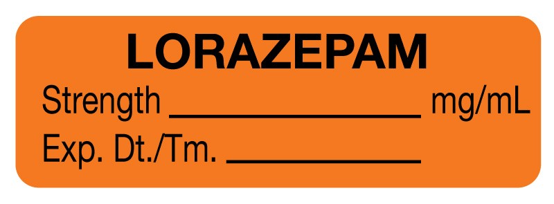 Medical Labels - Anesthesia Label, Lorazepam mg/mL, 1-1/2" x 1/2"