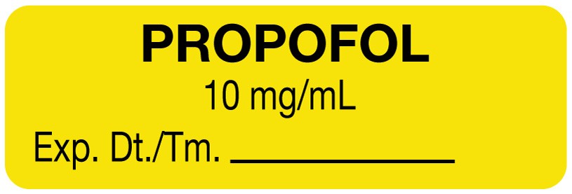 Medical Labels - Anesthesia Label, Propofol 10 mg/mL, 1-1/2" x 1/2"