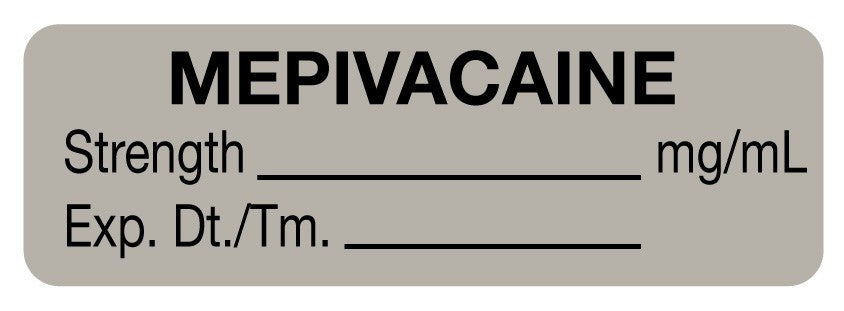 Medical Labels - Anesthesia Label, Mepivacaine mg/mL, 1-1/2" x 1/2"