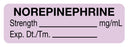 Medical Labels - Anesthesia Label, Norepinephrine mg/mL, 1-1/2" x 1/2"