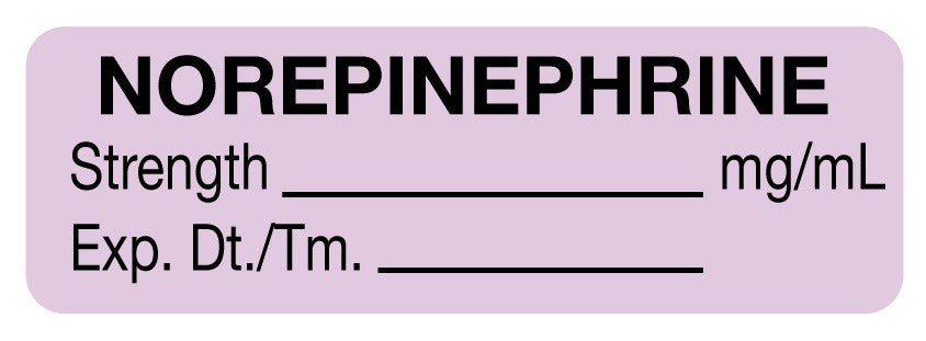 Medical Labels - Anesthesia Label, Norepinephrine mg/mL, 1-1/2" x 1/2"