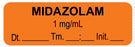 Medical Labels - Anesthesia Label, Midazolam 1 mg/mL Date Time Initial, 1-1/2" x 1/2"