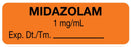 Medical Labels - Anesthesia Label, Midazolam 1 mg/mL, 1-1/2" x 1/2"
