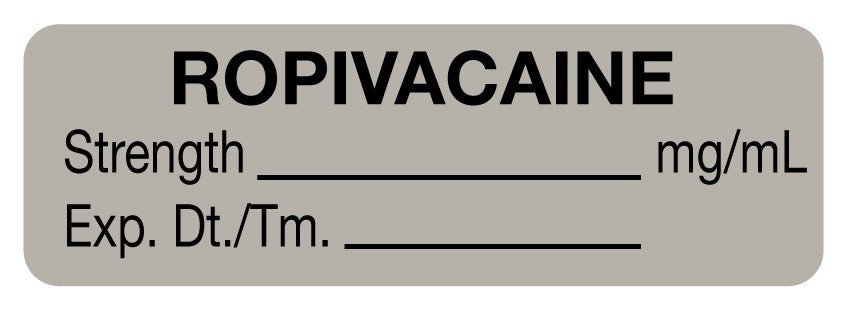 Medical Labels - Anesthesia Label, Ropivacaine mg/mL, 1-1/2" x 1/2"